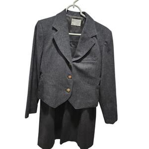 Vintage Miss Pendleton Women's Gray Wool Skirt Blazer Suit Set Size 6